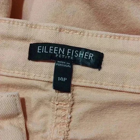 EILEEN FISHER Pink Organic Cotton Blend 5 Pocket Jeans Tapered Leg Pants - Picture 3 of 3